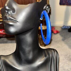 Big Blue Hoop Earrings